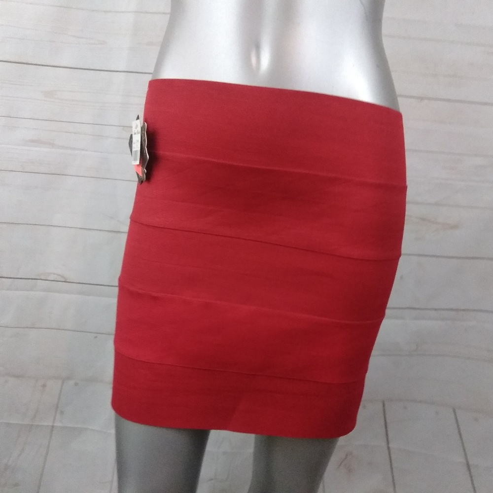 True Rock Bandage Red Rubber Mini Skirt SM